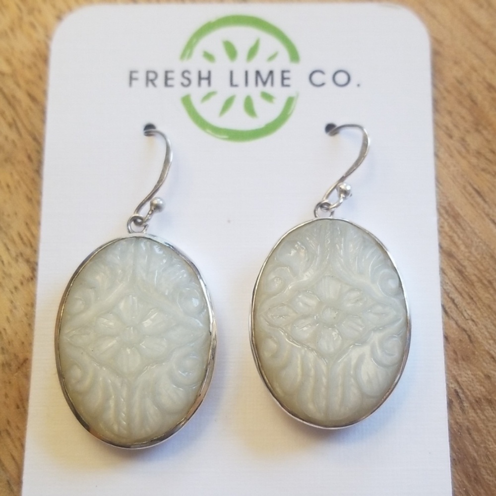 Etched moonstone earrings